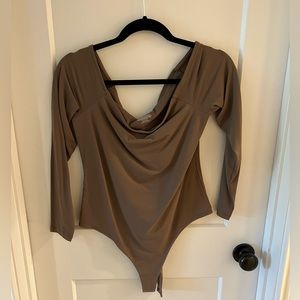 nuuds off the shoulder bodysuit. Mocha.